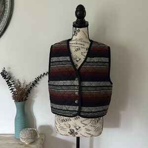Vintage Energie by Currants Stiped Quilted Cropped Vest Women's size M